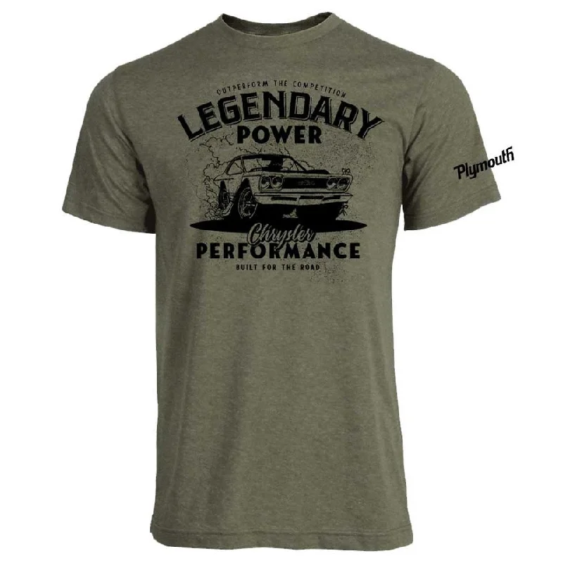 trendy printed t-shirts -Mens Plymouth GTX T-shirt (Heather Olive Green)