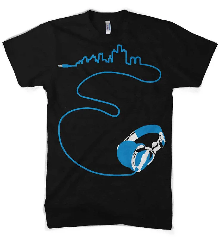 versatile t-shirts for men -Mens Detroit Headphones T-shirt (Black)