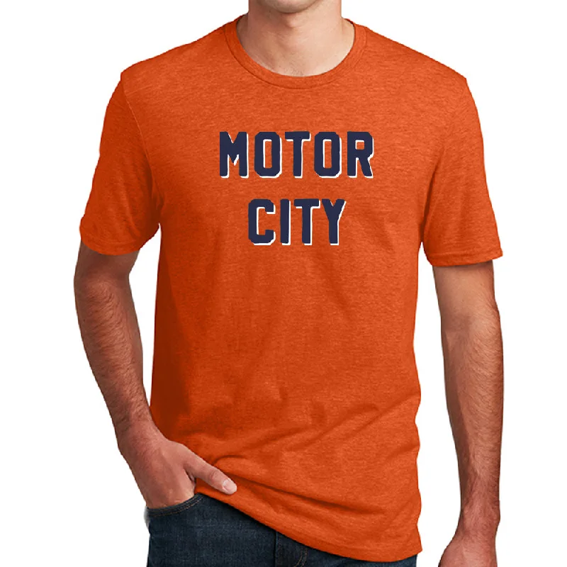 performance t-shirts for men -Mens Detroit MOTOR CITY T-shirt (Deep Heather Orange)