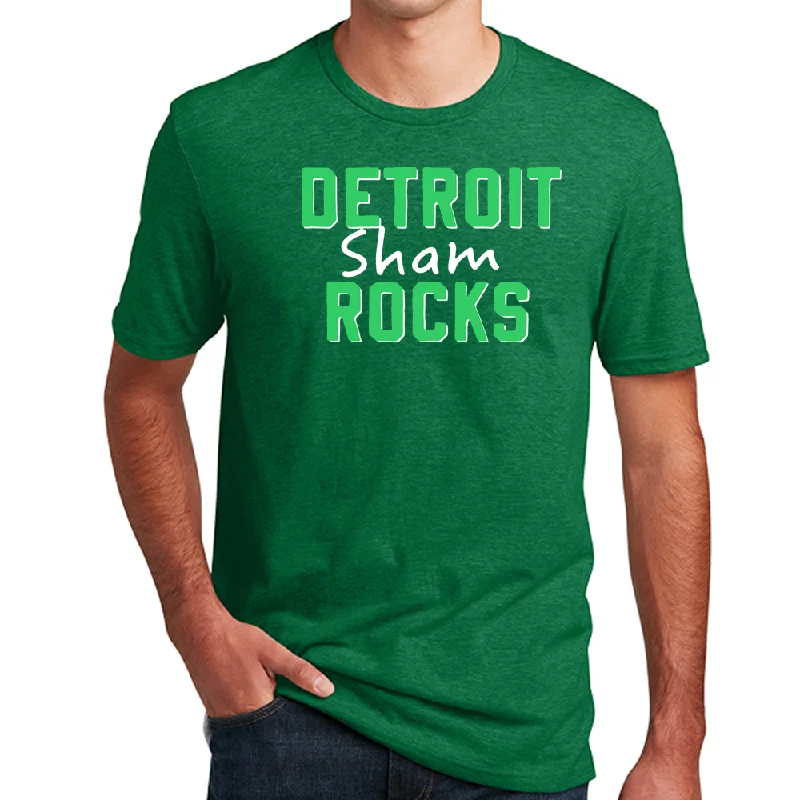 men's graphic tees with quotes -Mens Detroit Sham Rocks St. Patrick's Day T-shirt (Heather Kelly Green)