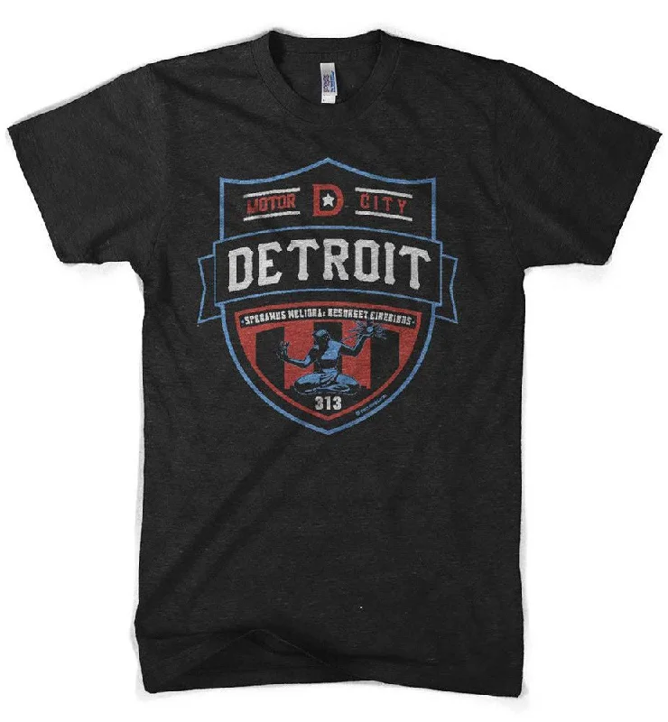 men's vintage t-shirts -Mens Detroit Shield RWB T-shirt (Heather Black)