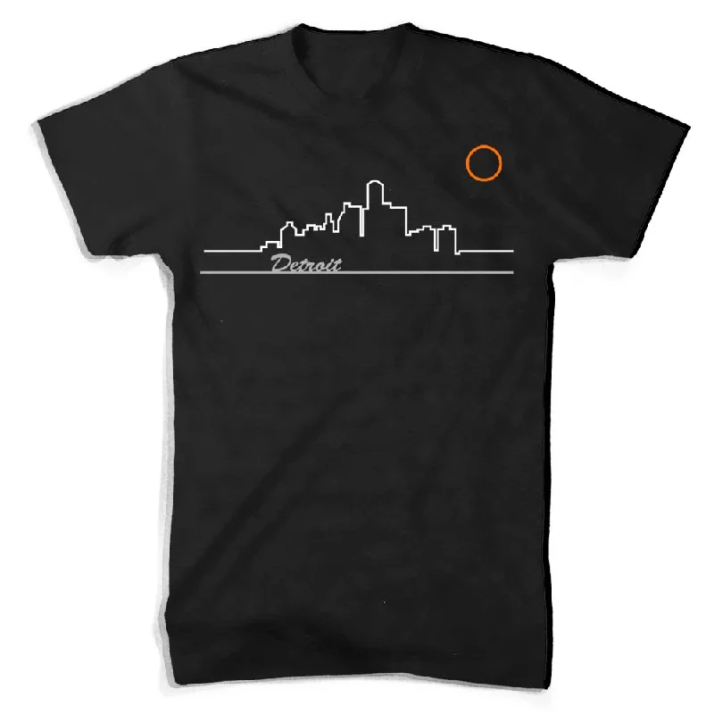 men's cotton blend t-shirts -Mens Detroit Skyline T-shirt (Triblend Black)