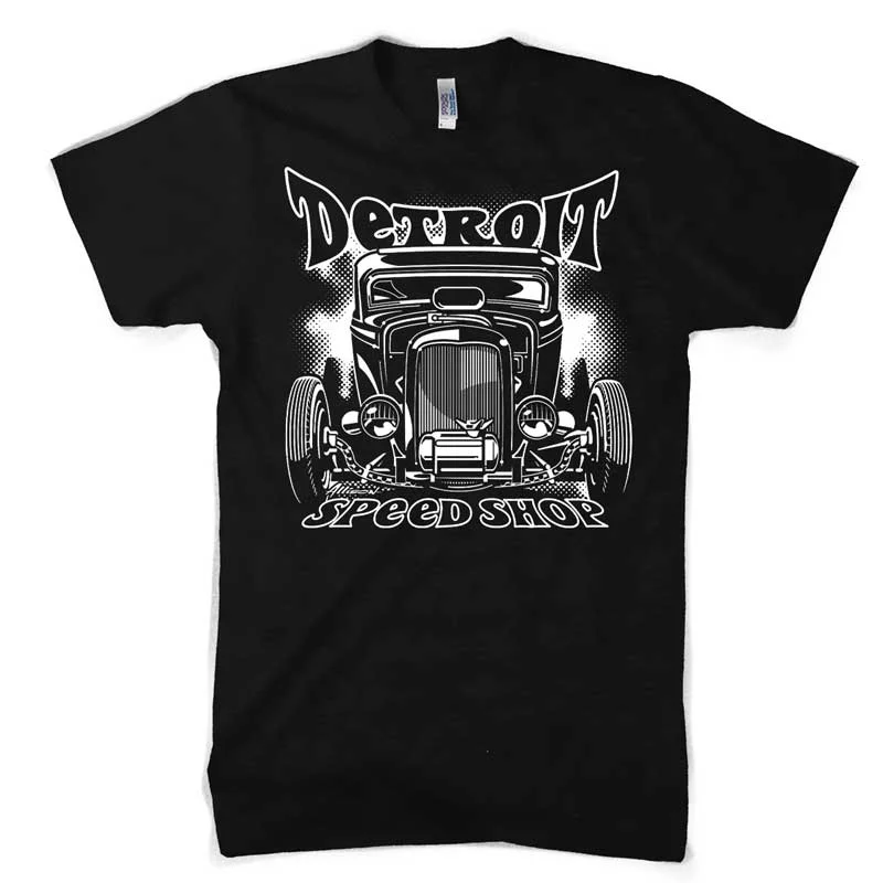 men's retro t-shirts -Mens Detroit Speed Shop Deuce Coupe T-shirt (Black)