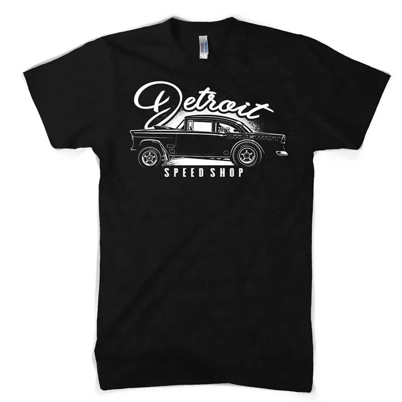 men's oversized graphic tees -Mens Detroit Speed Shop Race Riot T-shirt (Black)