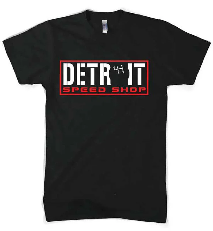 men's round neck t-shirts -Mens Detroit Speed Shop Shifter T-shirt (Black)