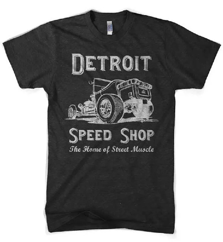 cool summer t-shirts -Mens Detroit Speed Shop Tubber T-shirt (Heather Black)