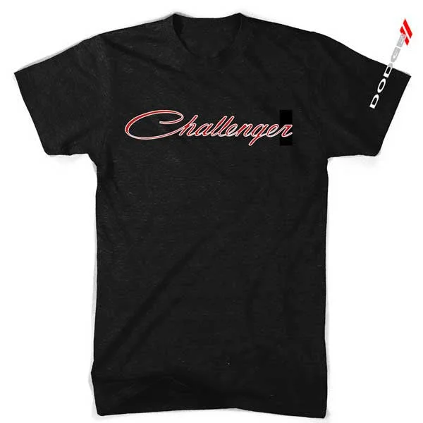 men's custom logo t-shirts -Mens Dodge Challenger T-shirt (2 color print on Black)