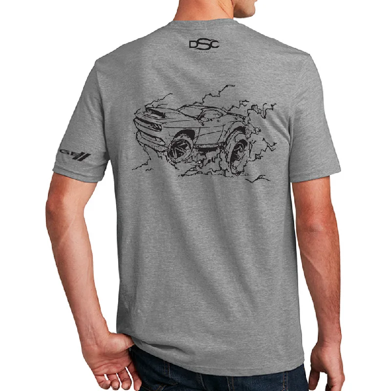 men's custom print t-shirts -Mens - Dodge Demon 170 Illustrated T-shirt - Triblend Grey