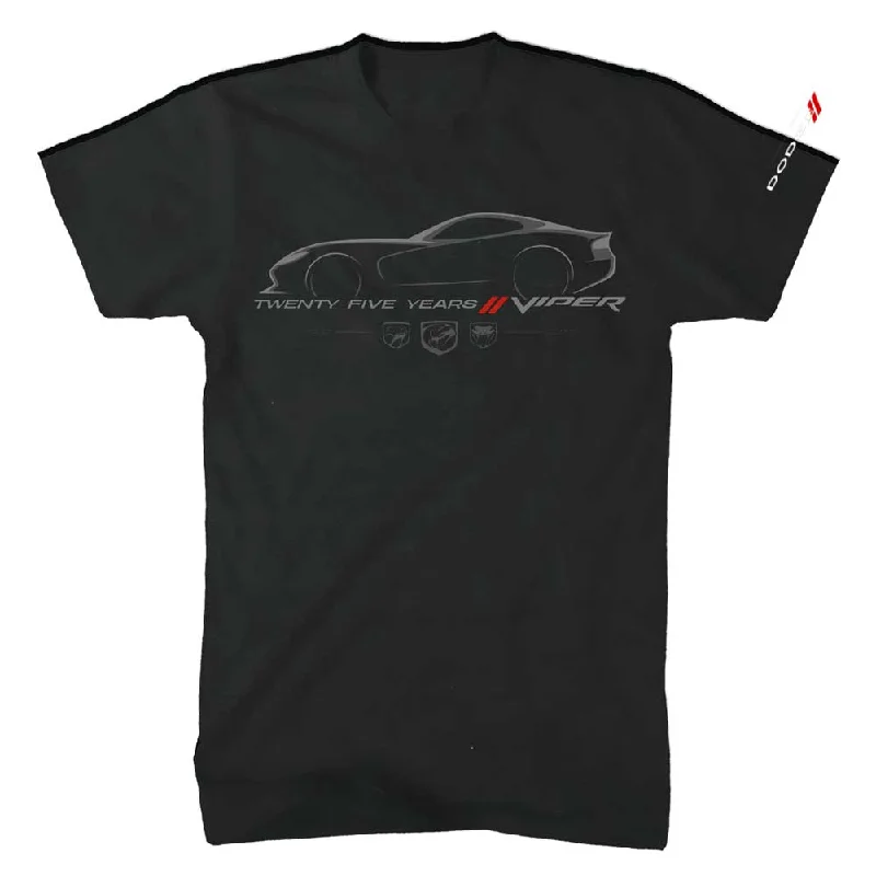 casual graphic t-shirts for men -Mens Dodge Viper 25 Years T-shirt (Black)