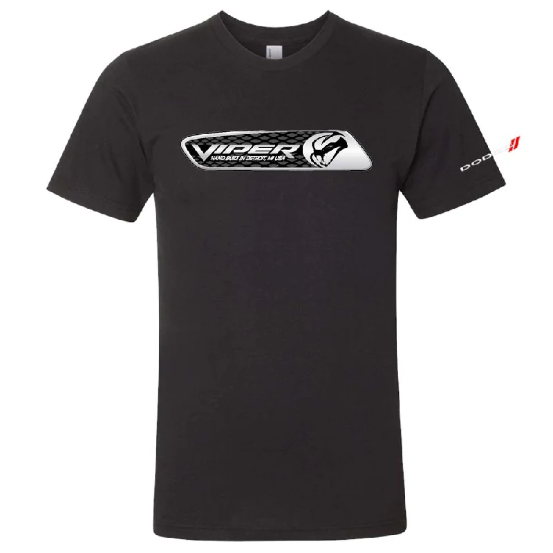 stylish short-sleeve t-shirts -Mens Dodge Viper Dash Plaque T-shirt (Heather Black)