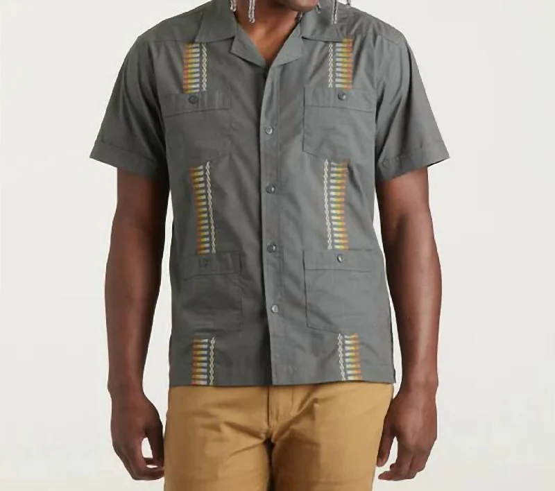 men's linen shirts -Men's Guayabera Shirt In Antique Black