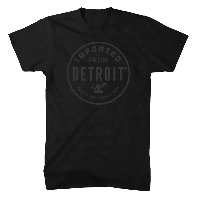 men's crewneck graphic t-shirts -Mens Imported From Detroit Circle T-shirt - Black