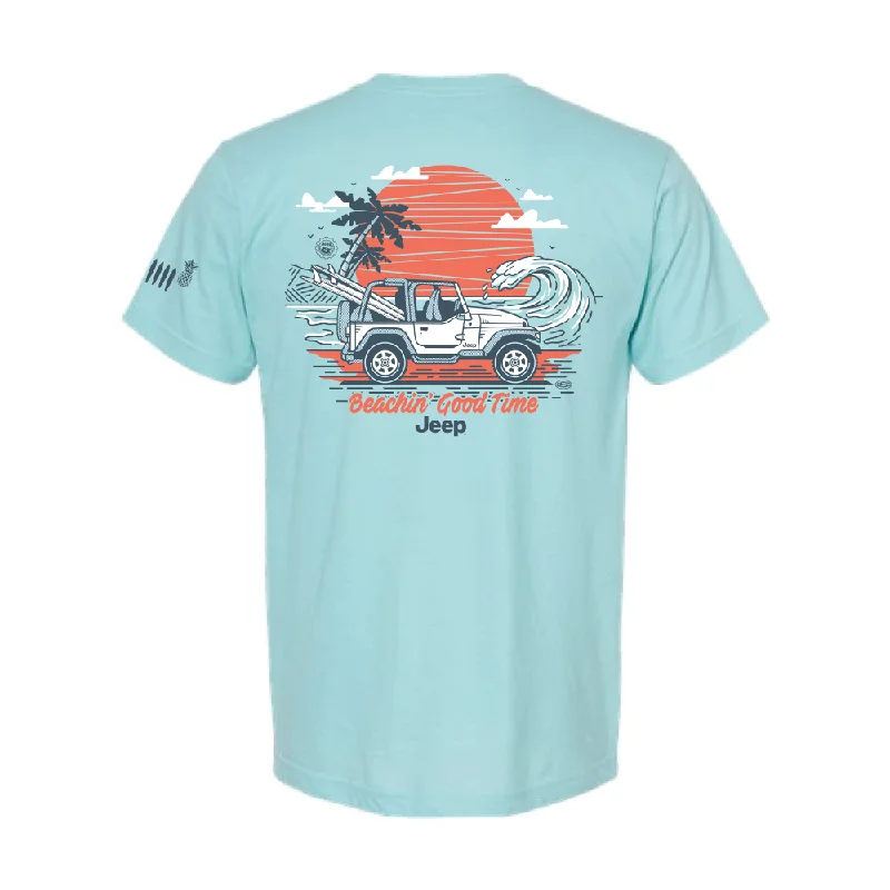 trendy t-shirts for men -Mens Jeep® Wrangler Beachin' Good Time T-Shirt - Ice Blue Heather