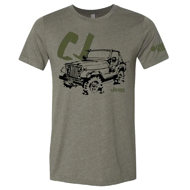 athletic-style t-shirts for men -Mens Jeep® CJ - LDD Series - Triblend Military Green T-Shirt