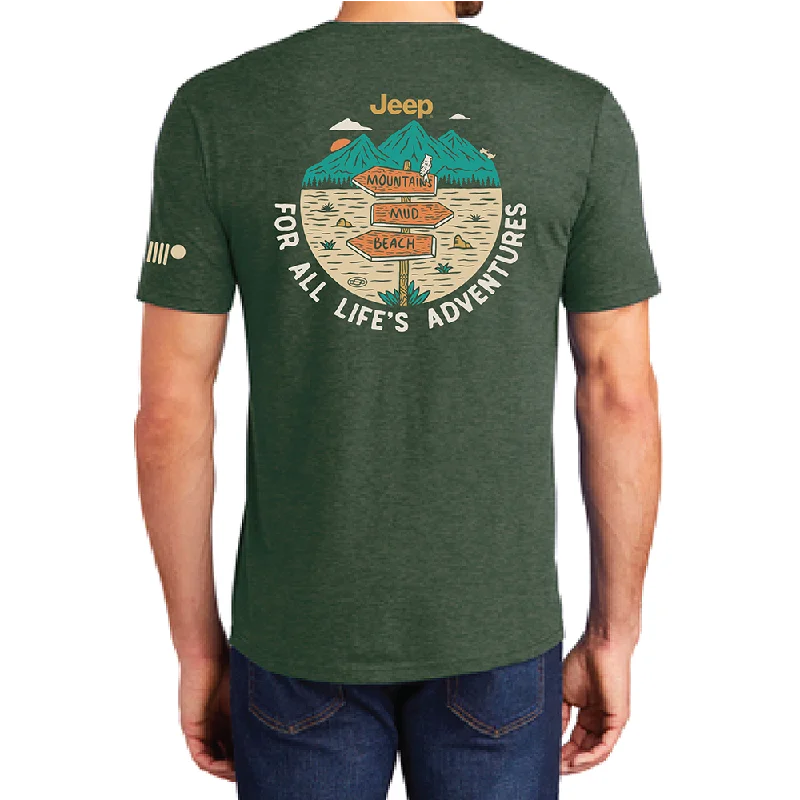 graphic tees for men -Mens Jeep® For All Life's Adventures T-Shirt - Heather Forest Green