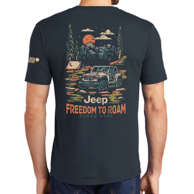 men's casual short-sleeve t-shirts -Mens Jeep® Freedom To Roam T-Shirt - Navy Blue