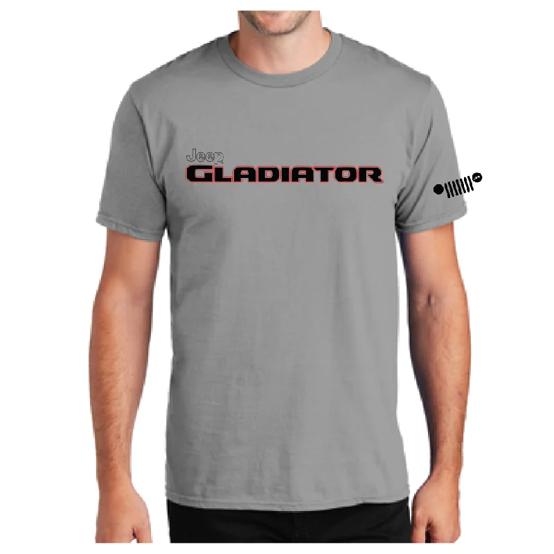 men's athletic cotton t-shirts -Mens Jeep® Gladiator Red/Black T-Shirt - Grey