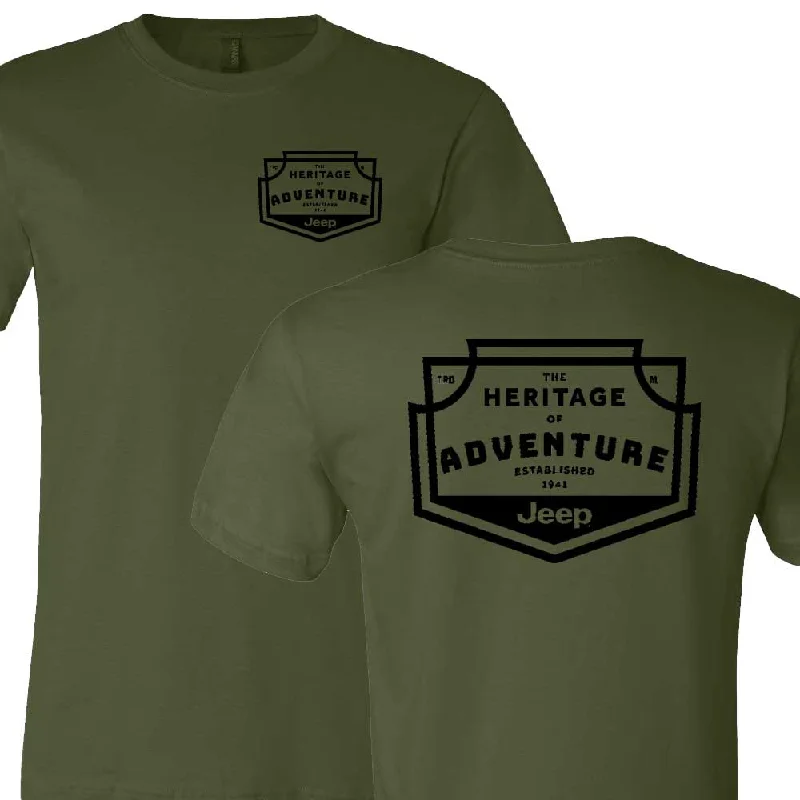 men's short-sleeve t-shirts -Mens Jeep® Heritage of Adventure Badge T-Shirt - Olive Green