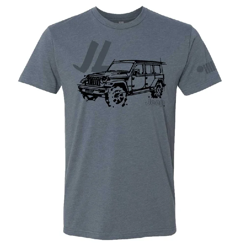 versatile t-shirts for men -Mens Jeep® JL Wrangler - LDD Series - Triblend Indigo Blue T-Shirt