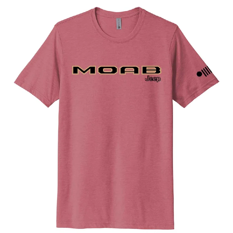 men's round neck t-shirts -Mens Jeep® Moab Badge T-Shirt - Heather Clay