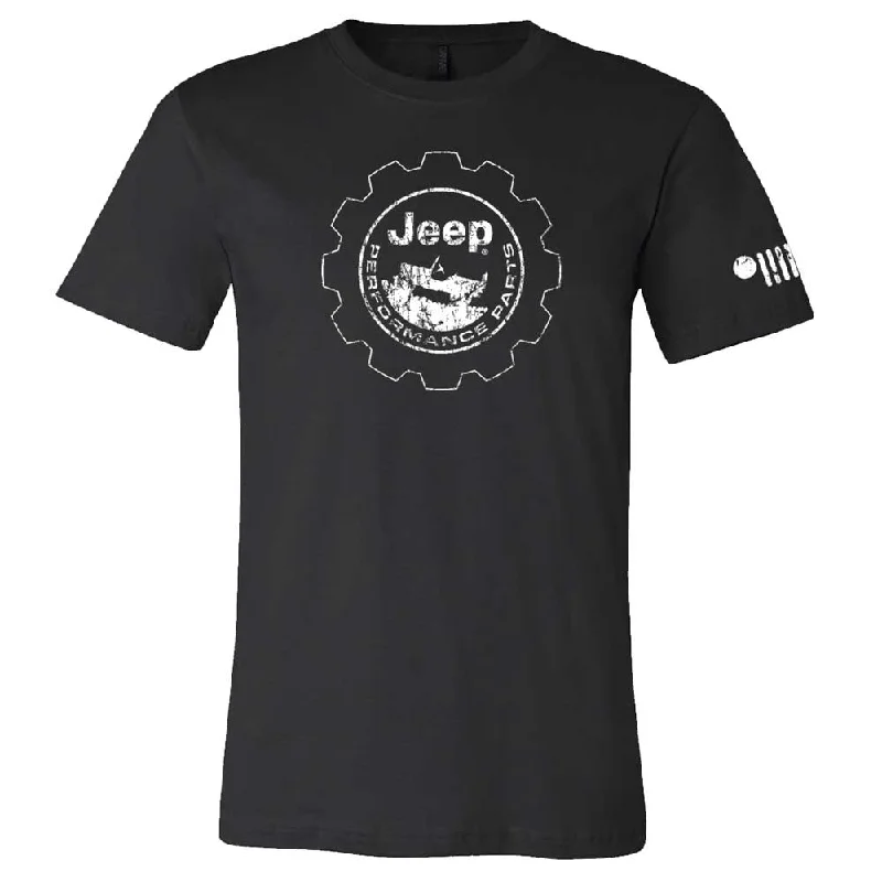 men's simple t-shirts for layering -Mens Jeep® Performance Distressed Logo T-Shirt - Black