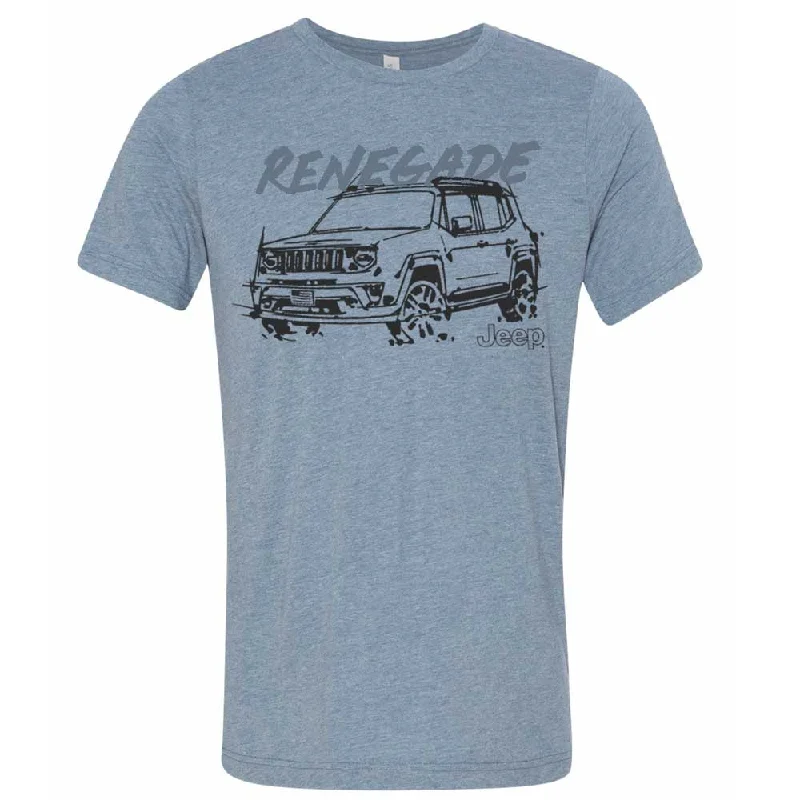 men's cotton t-shirts for sports -Mens Jeep® Renegade - LDD Series - Triblend Lake Blue T-Shirt