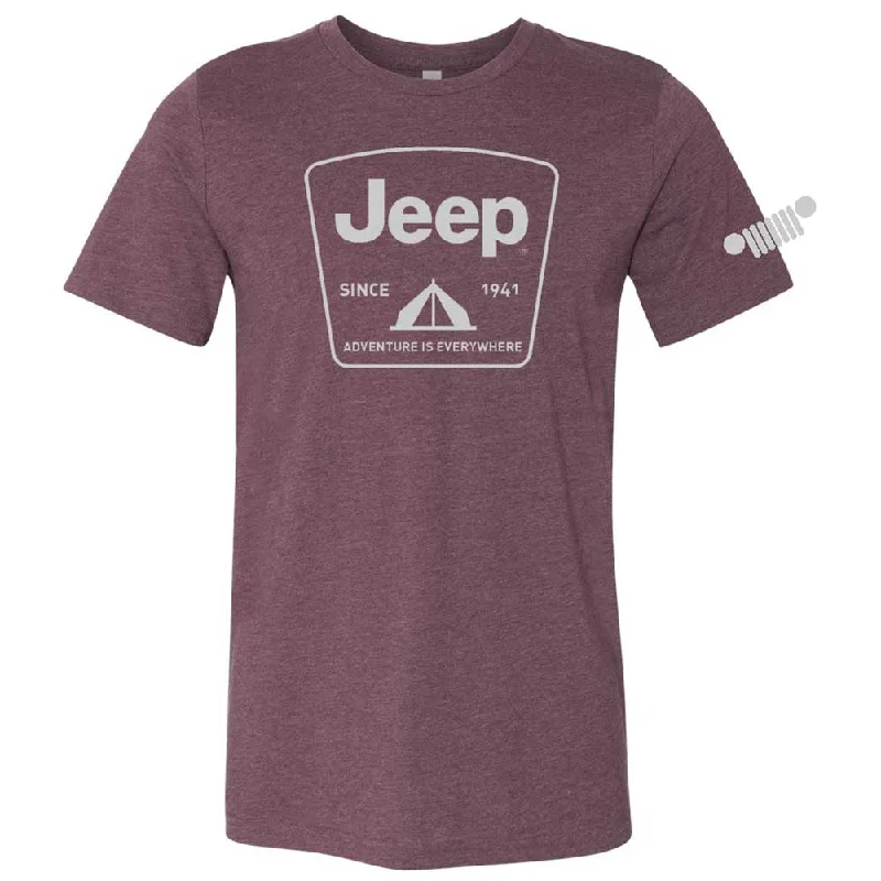 comfortable graphic tees for men -Mens Jeep® Tent Badge T-Shirt - Heather Burgundy