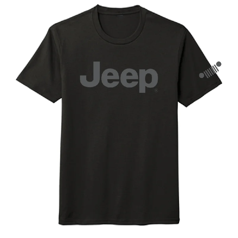 plain t-shirts for men -Mens Jeep® Text Blackout T-Shirt - Black