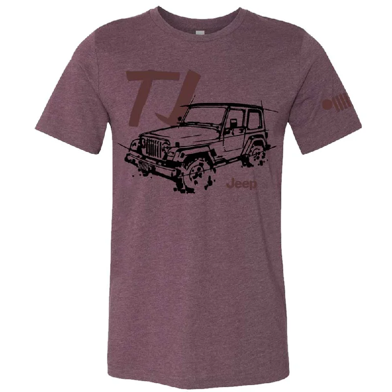 men's casual summer t-shirts -Mens Jeep® TJ Wrangler - LDD Series - Triblend Burgundy T-Shirt