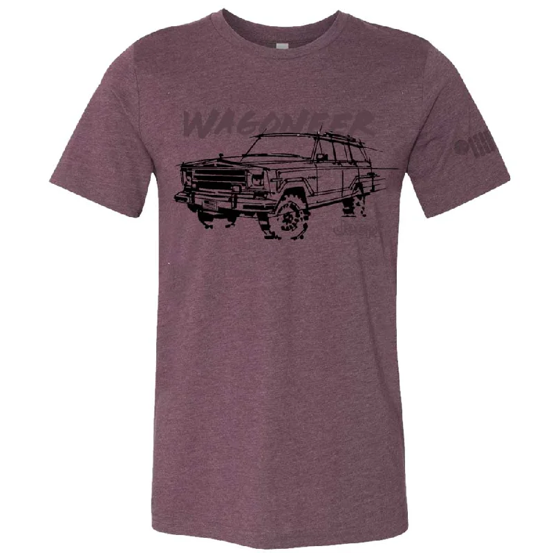 men's summer t-shirts with prints -Mens Jeep® Wagoneer - LDD Series - Triblend Burgundy T-Shirt