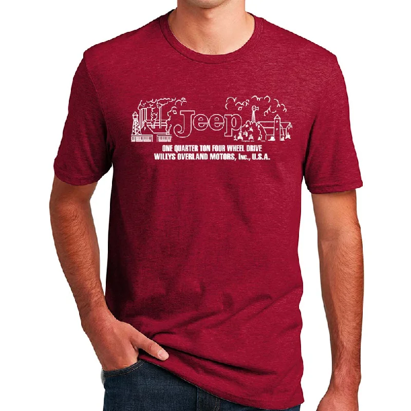 men's casual summer t-shirts -Mens Jeep® Willys Dash Plaque T-Shirt - Heather Deep Red