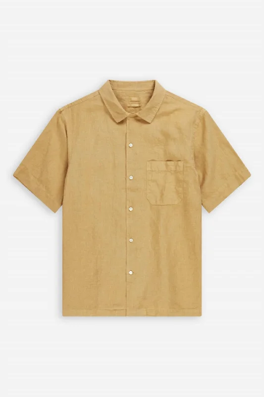 men's summer shirts -Men's Linen Shirt In Honey Mustard