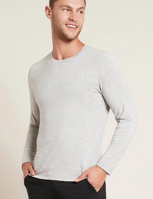 classic t-shirts for men -Men's Long Sleeve Crew Neck T-Shirt - Light Grey Marl