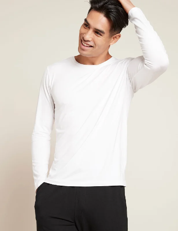 casual wear t-shirts for men -Men's Long Sleeve Crew Neck T-Shirt - White