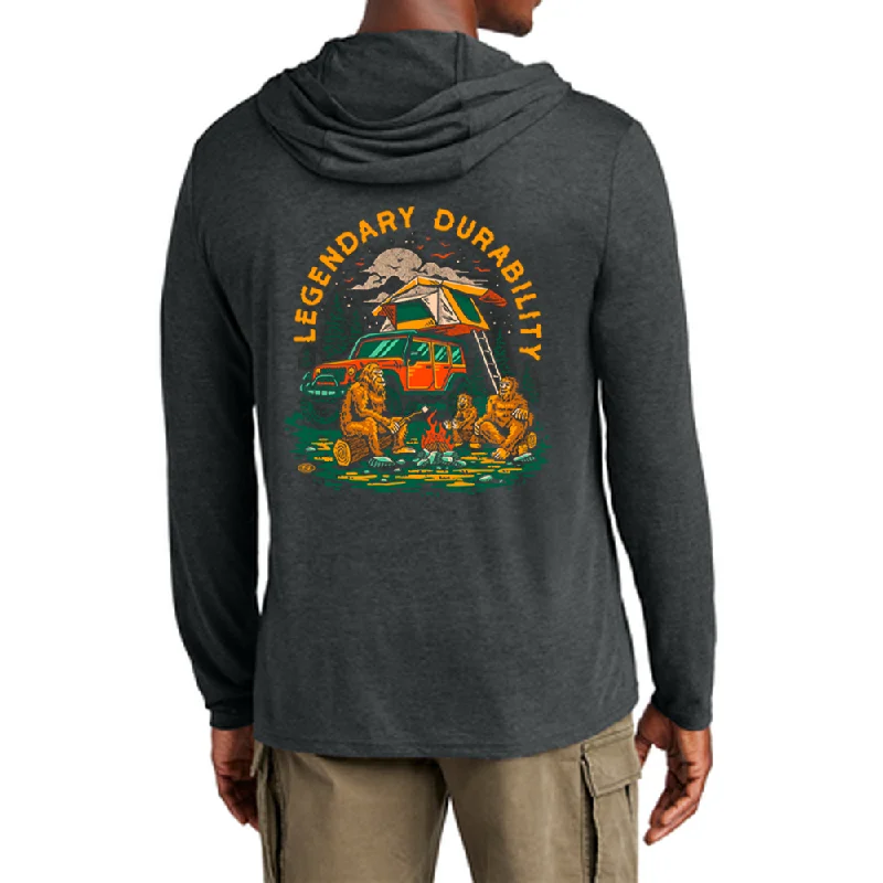 colorful t-shirts for men -Mens Long Sleeve Hooded Jeep® Sasquatch T-Shirt-Black Heather