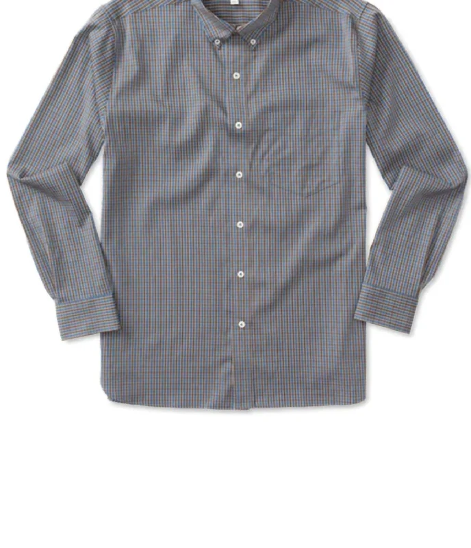 men's slim-fit button-down shirts -Men's Macon Performance Plaid Shirt In Dark Brown