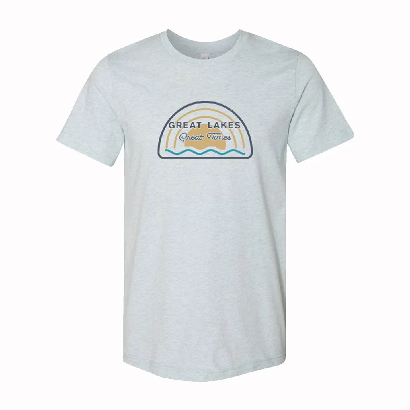 plain t-shirts for men -Mens Michigan Great Lakes Great Times T-shirt (Heather Ice Blue)