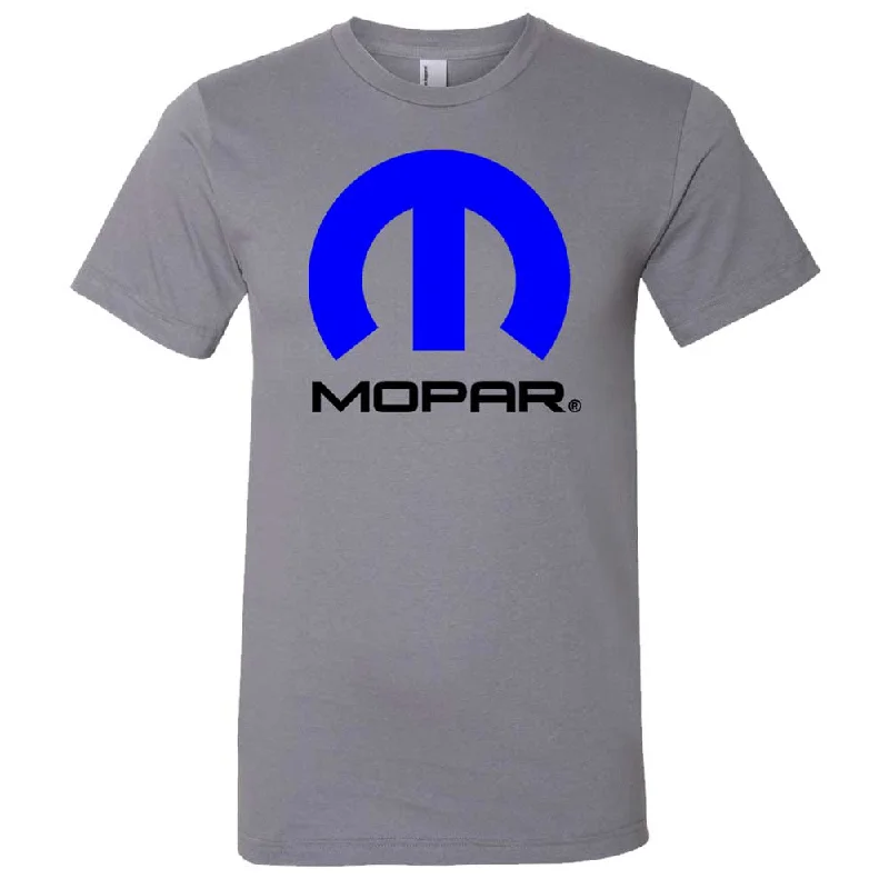 men's printed graphic t-shirts -Mens Mopar Current Logo Two Tone T-shirt (Slate Grey)