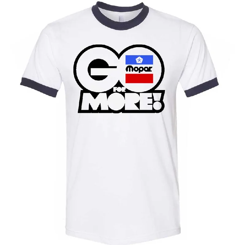 comfortable t-shirts for men -Mens Mopar Go For More T-shirt (White/Navy Ringer)