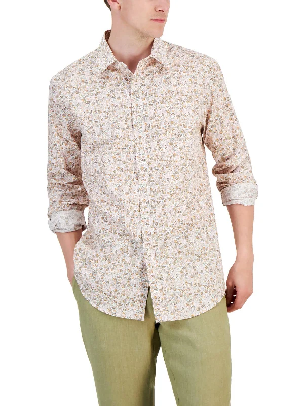 men's patterned shirts -Mens Paisley Stretch Button-Down Shirt