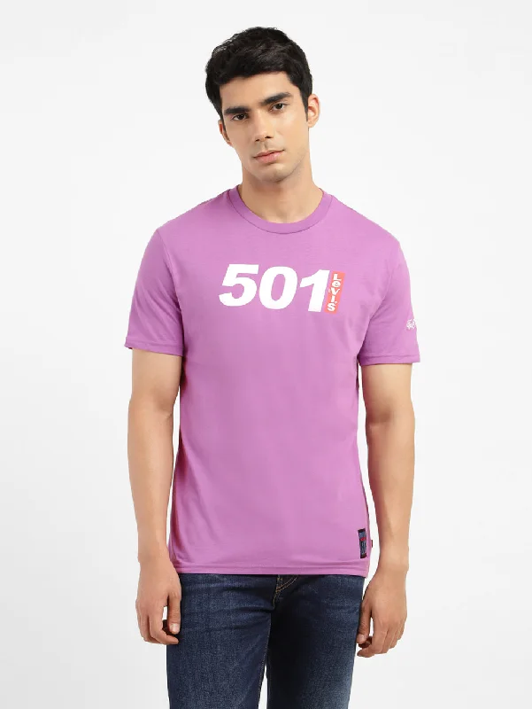 men's fashion t-shirts -Men's Printed Slim Fit T-shirt Purple