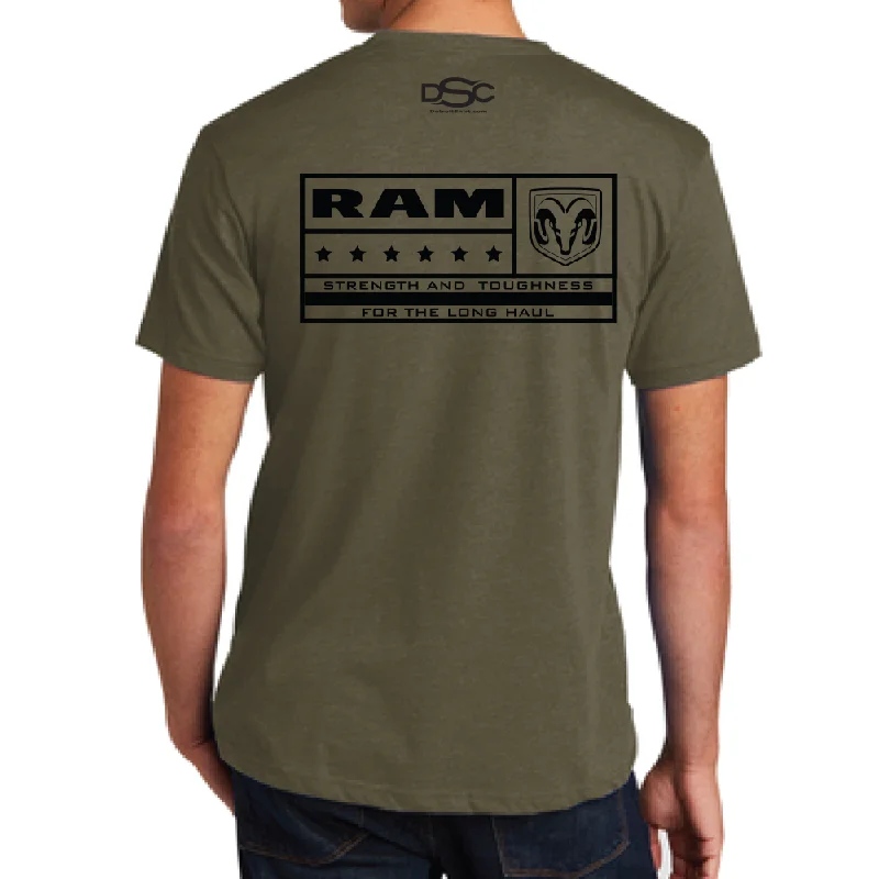 men's graphic t-shirts -Mens RAM Label T-shirt (Military Green)