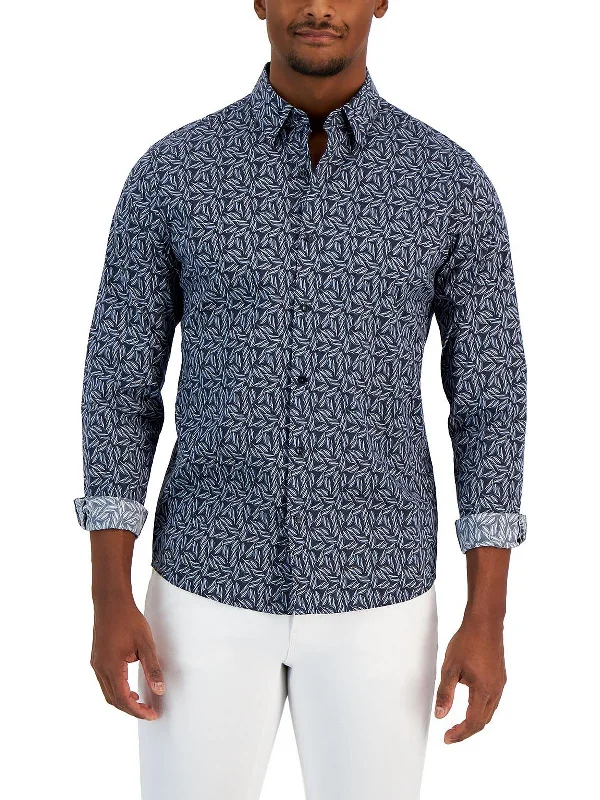 men's luxury shirts -Mens Slim Fit Printed Button-Down Shirt