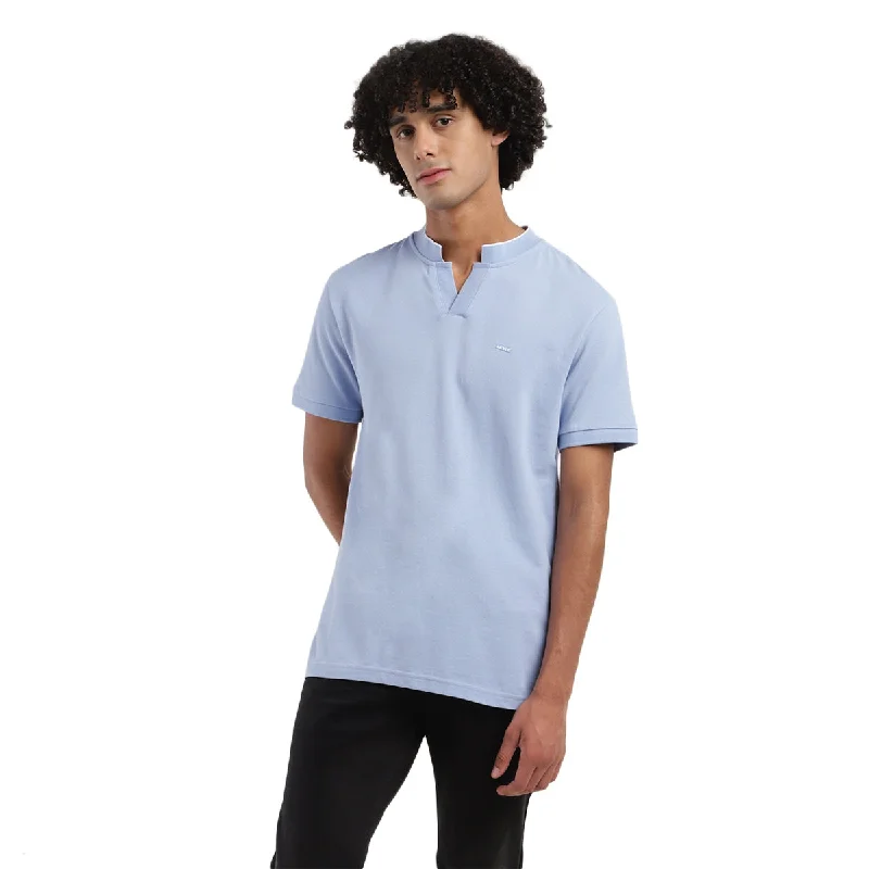 graphic tees for men -Men's Solid Slim Fit Polo T-Shirt