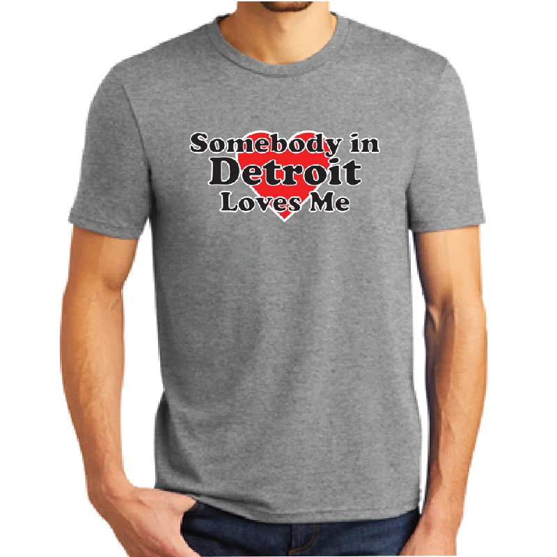 trendy t-shirts for men -Mens Somebody in Detroit Loves Me T-shirt - Grey Triblend