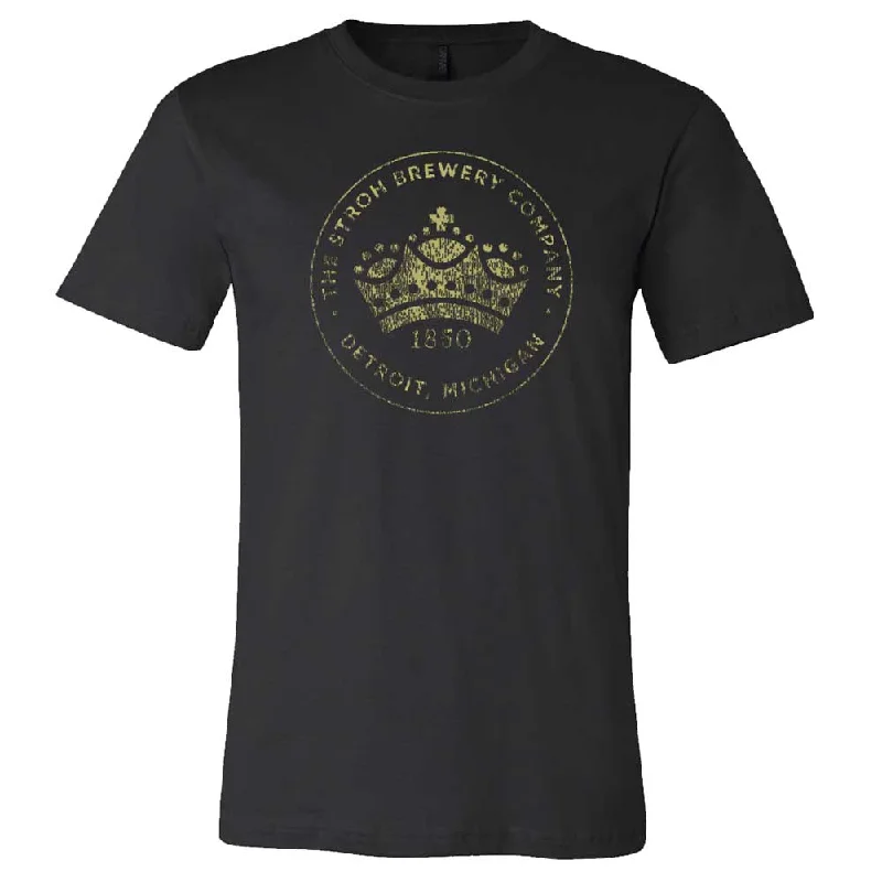 eco-conscious t-shirts for men -Mens Stroh's Crown Logo T-shirt (Black)