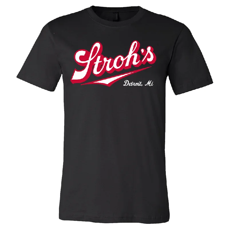 men's fashion fit t-shirts -Mens Stroh's Script T-shirt (Black)