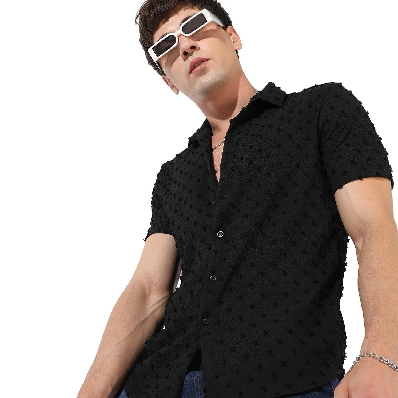 men's luxury dress shirts -Men's Textured Casual Shirt