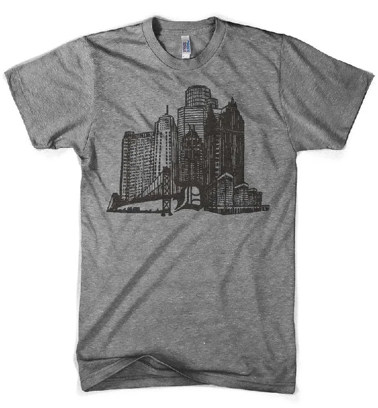 men's casual short-sleeve t-shirts -Mens Triblend Detroit Stand Tall T-shirt (Grey)