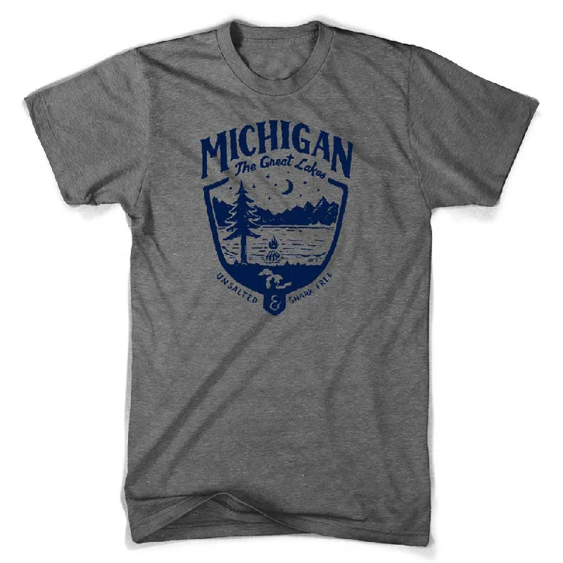 premium t-shirts for men -Mens Triblend Michigan Shield T-shirt (Grey)